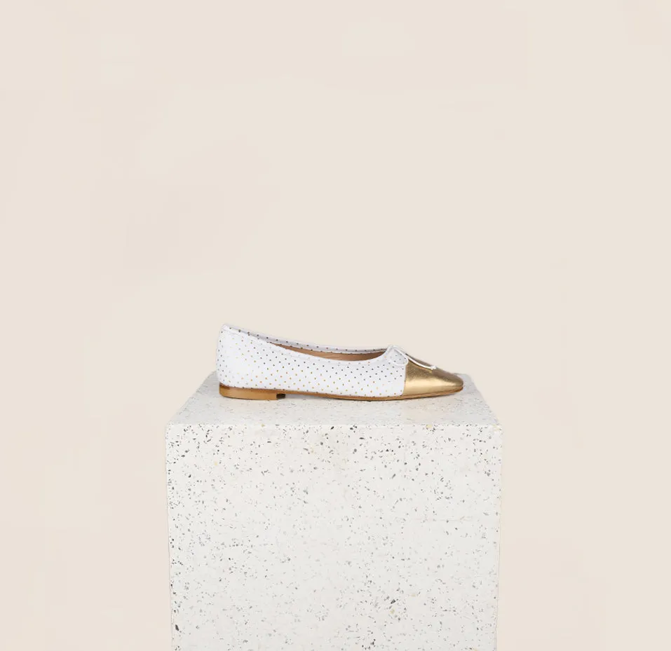 Como - White Dotted/Gold Modern Look