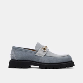 Blake Steel Blue Suede Lug Bit Loafers Comfortable Design Foam Insole