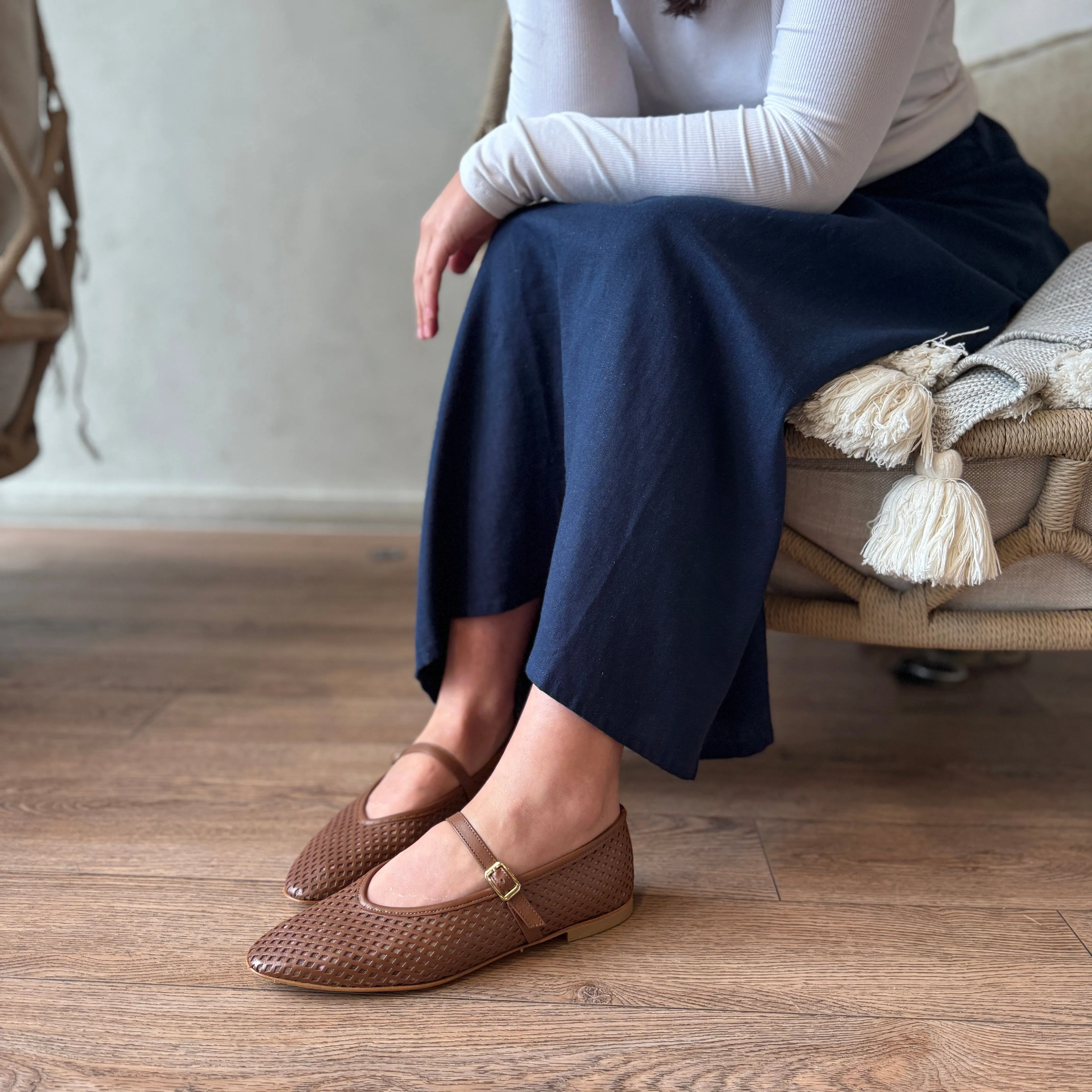 Cori Perforated Cognac Fashion Staple
