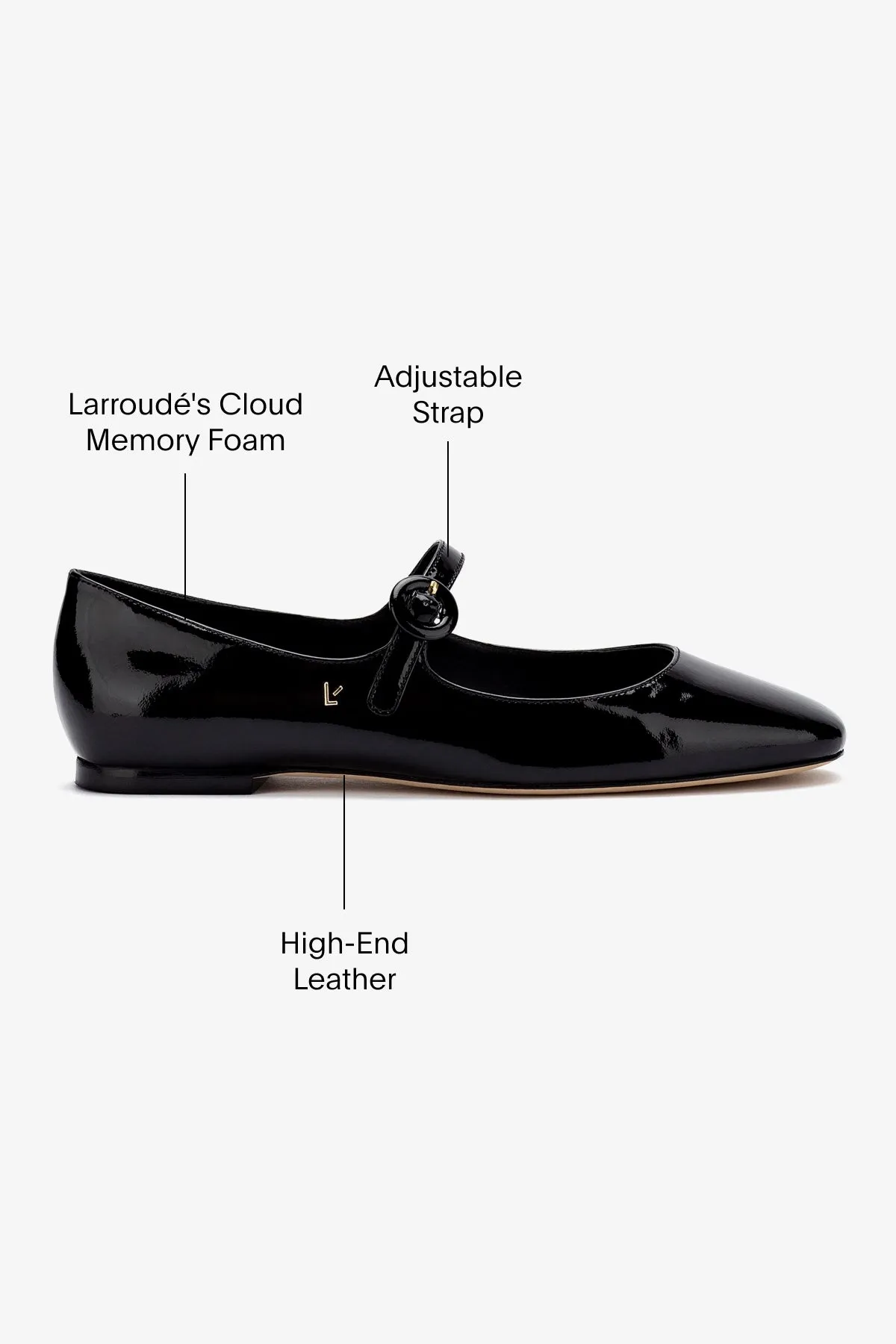 Cozy Design Blair Ballet Flat In Black Patent