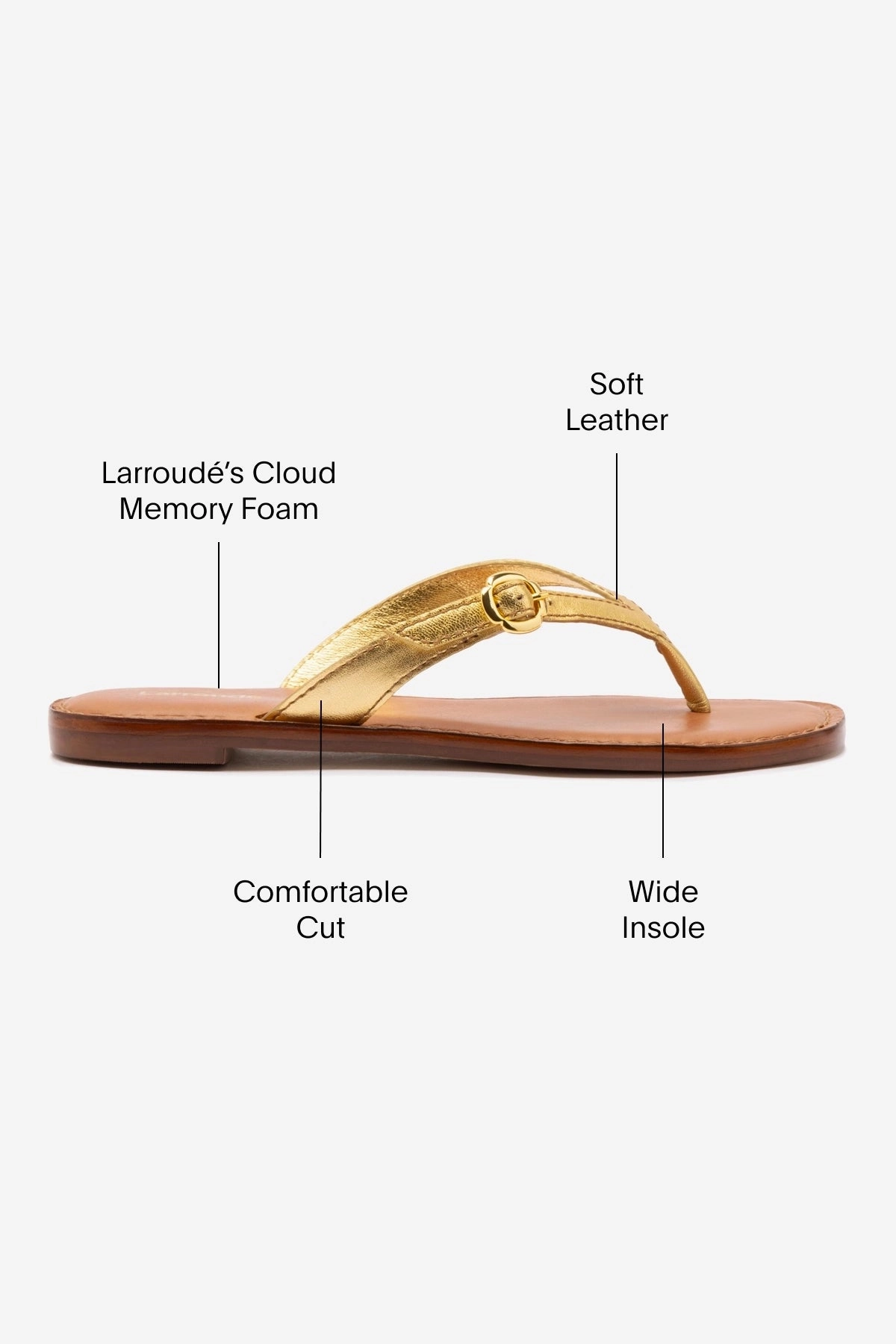 Cozy Comfort Mary Kate Flat Sandal In Gold Metallic Leather