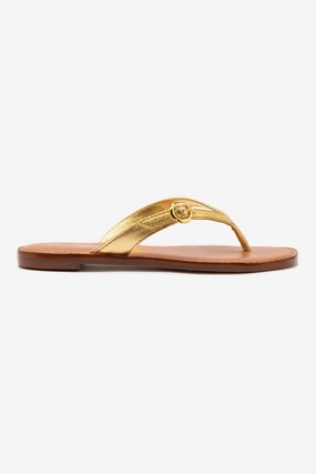 Mary Kate Flat Sandal In Gold Metallic Leather Easy Wear Footwear