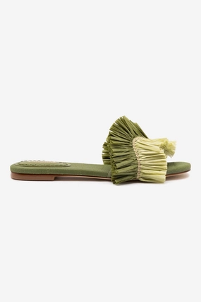 All-Day Comfortable Shoes Stylish Fit Ivy Fringe Flat In Seaweed Raffia