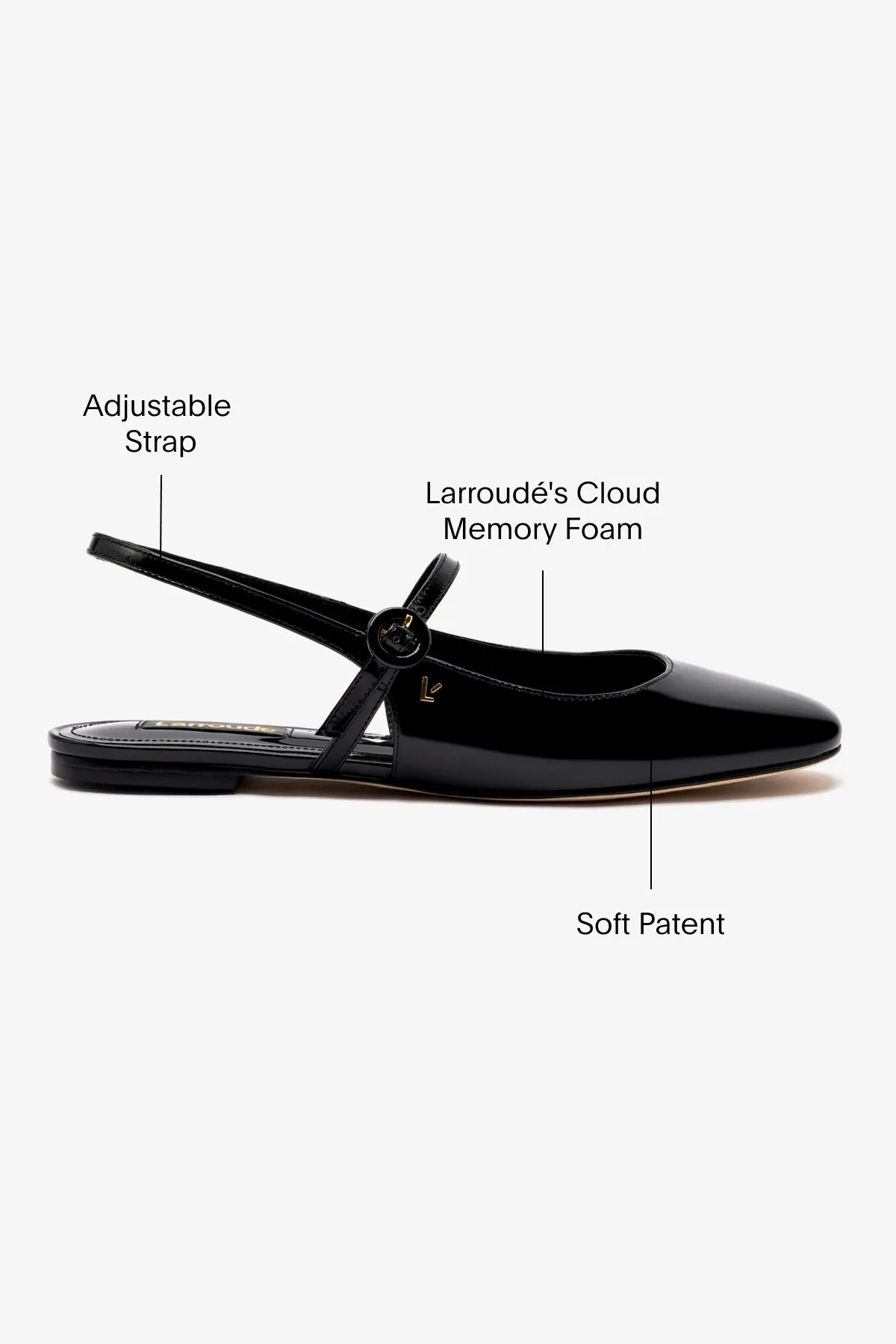 Cushioned Walk Georgina Ballet Flat In Black Patent Leather