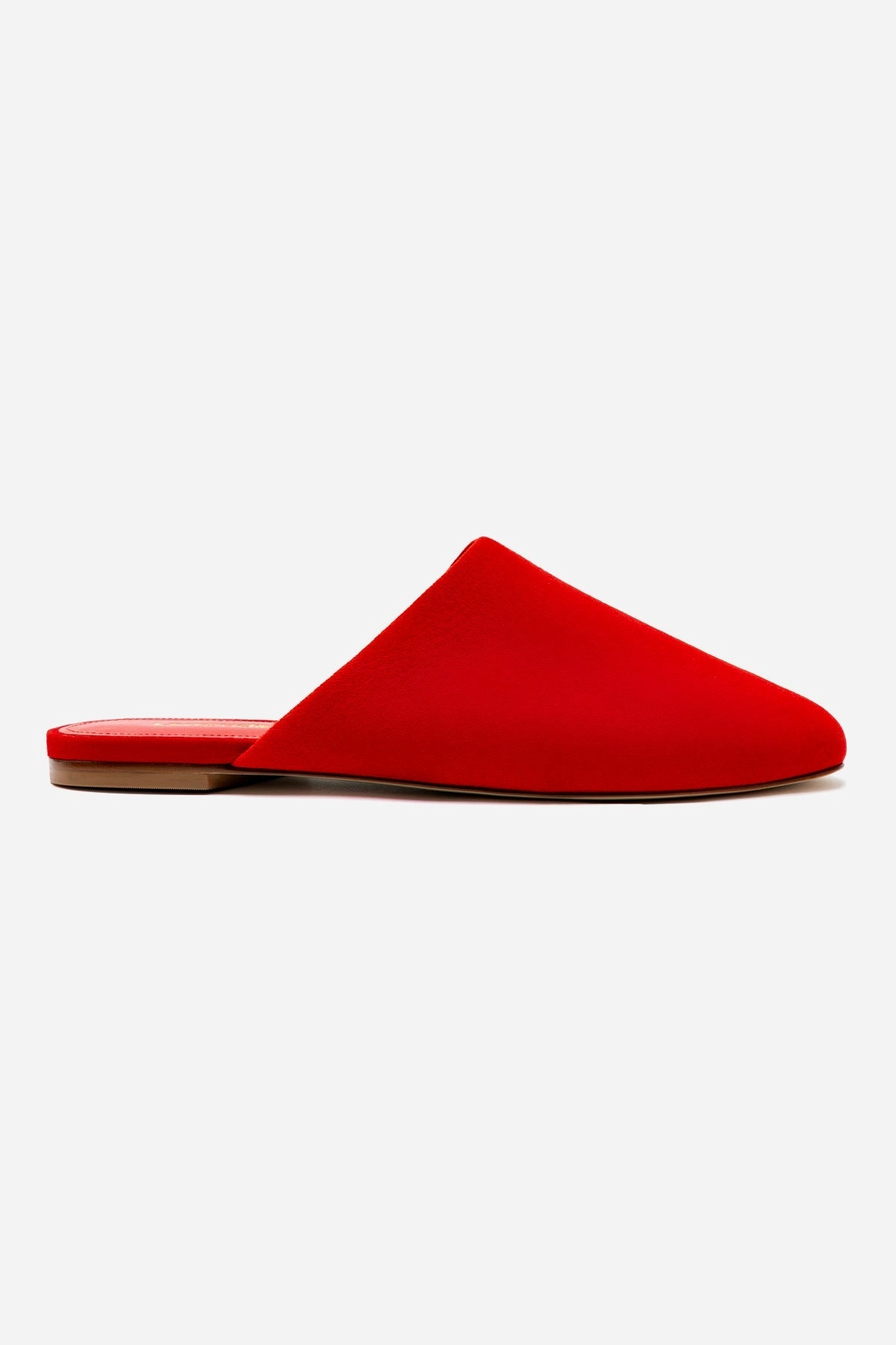 Cushioned Footbed Venice Flat Mule and Pouch Kit In Scarlet Suede