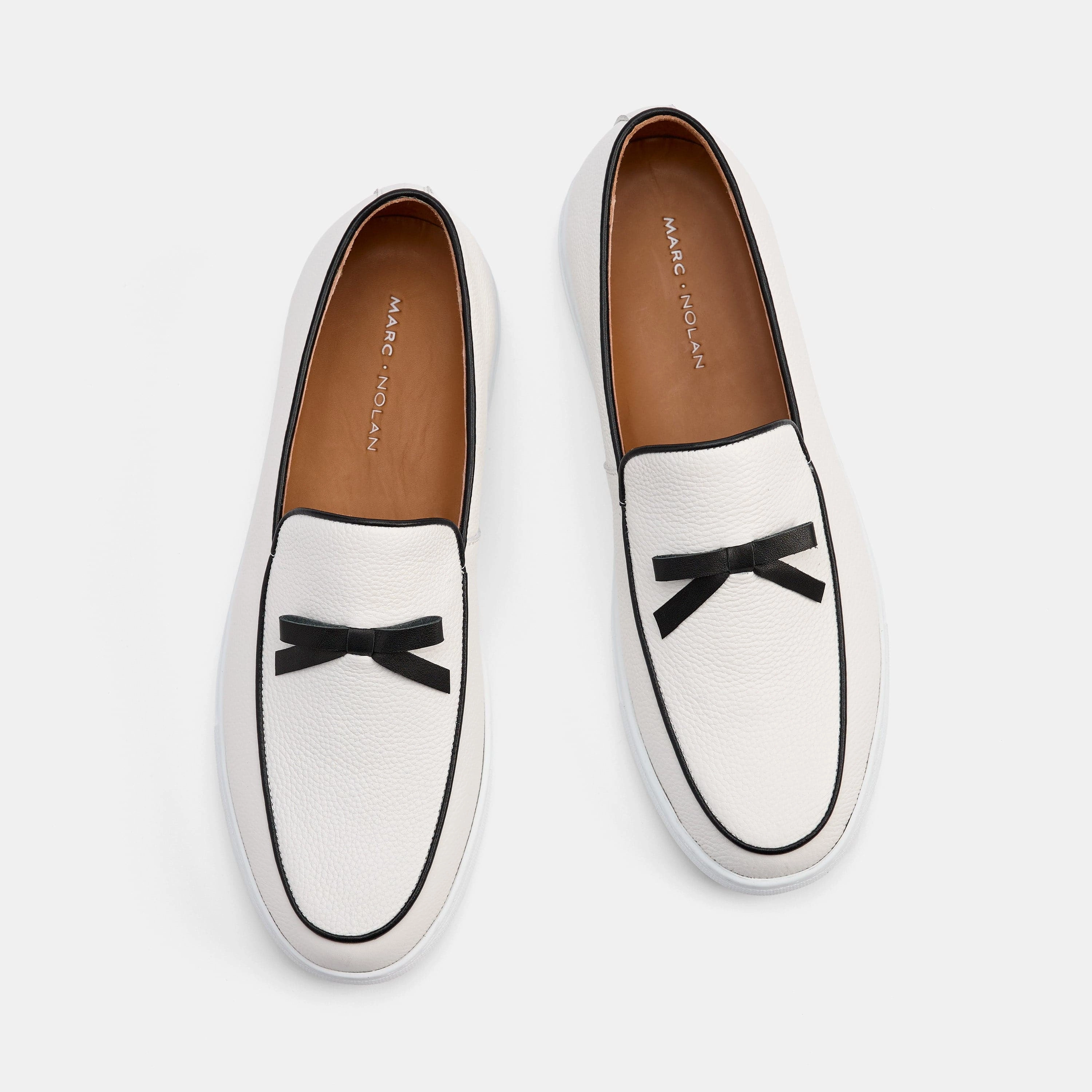 Cushioned Insole Odell White Leather Belgian Loafer Sneakers