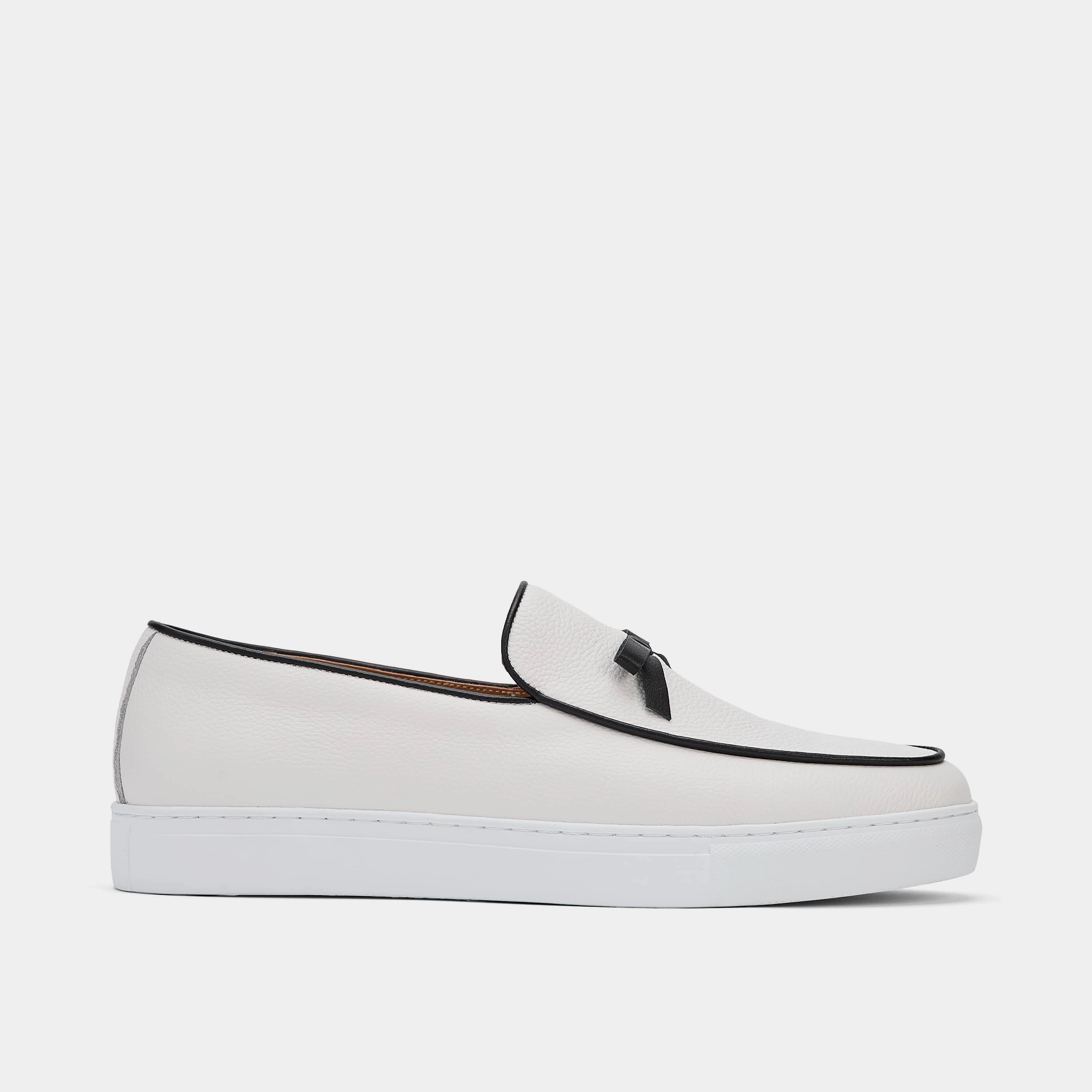 Arch support Odell White Leather Belgian Loafer Sneakers