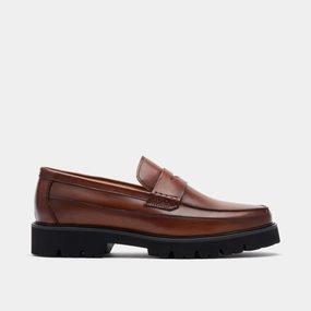 Soft Footbed Cushioned Insole Adler Mahogany Leather Lug Penny Loafers