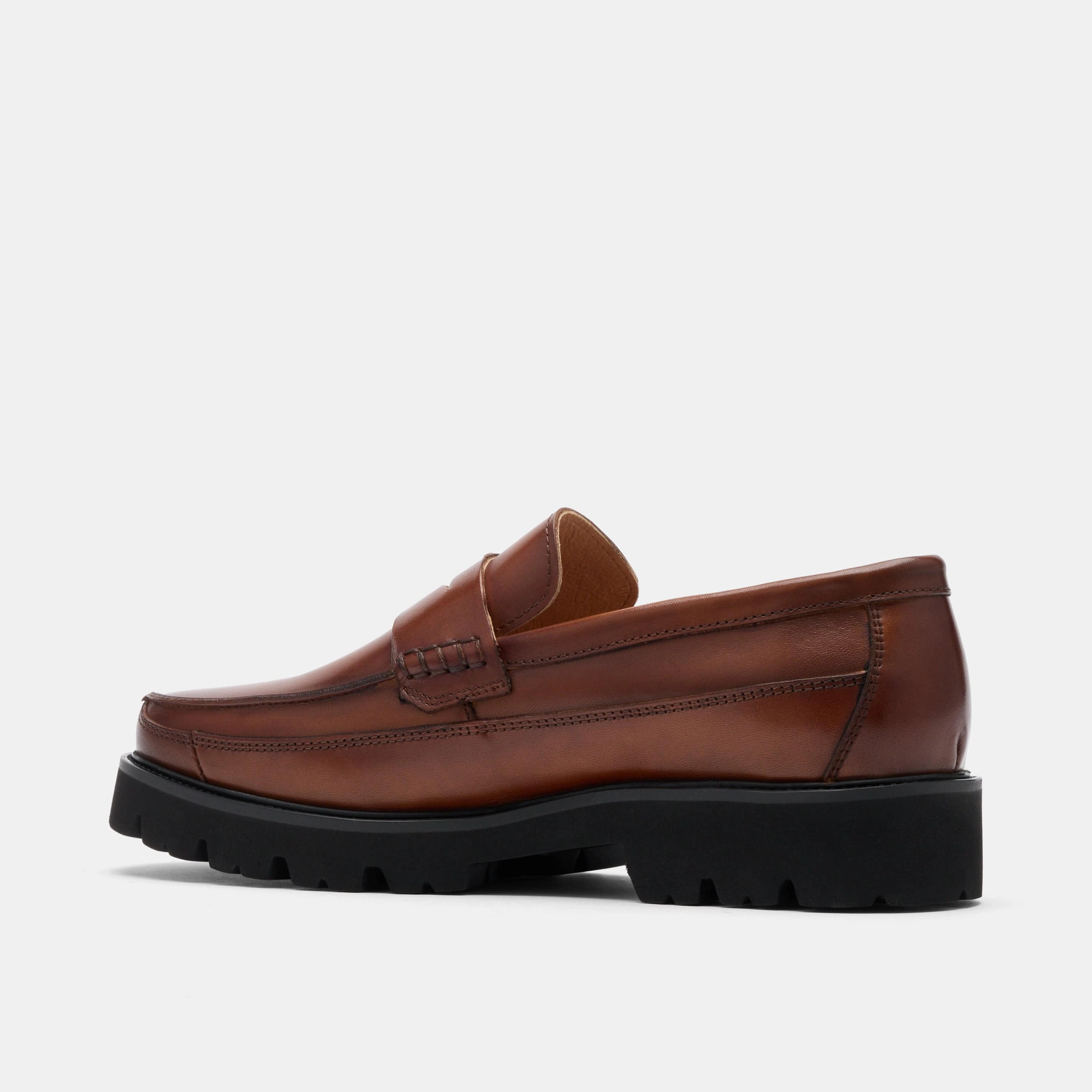 Custom Comfort Adler Mahogany Leather Lug Penny Loafers