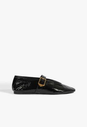 Flexible Support Shoes Courtney Buckle Patent Flat