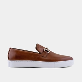 Slip On Style Investor Meeting Boardwalk Mahogany Leather Horse-Bit Sneakers