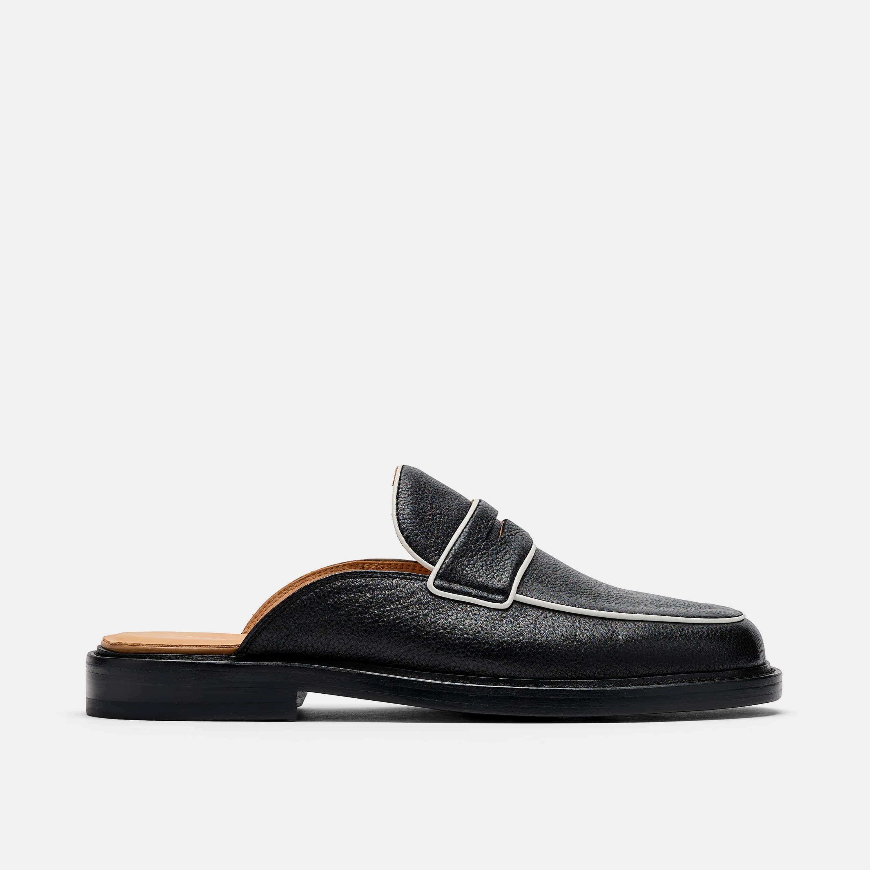 Del Mar Black Loafer Mules Business casual Grippy Outsole