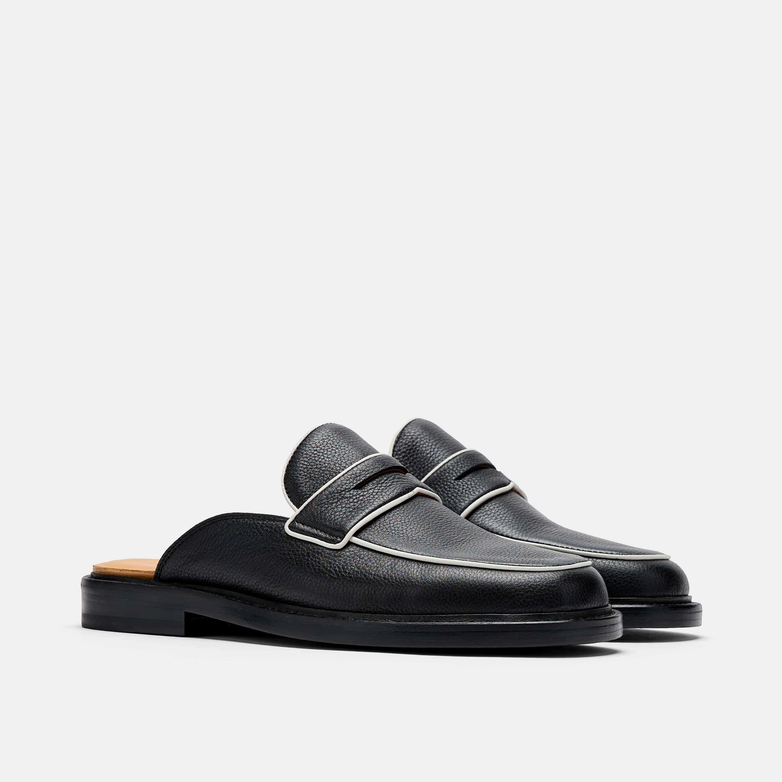 Del Mar Black Loafer Mules Packable Ease