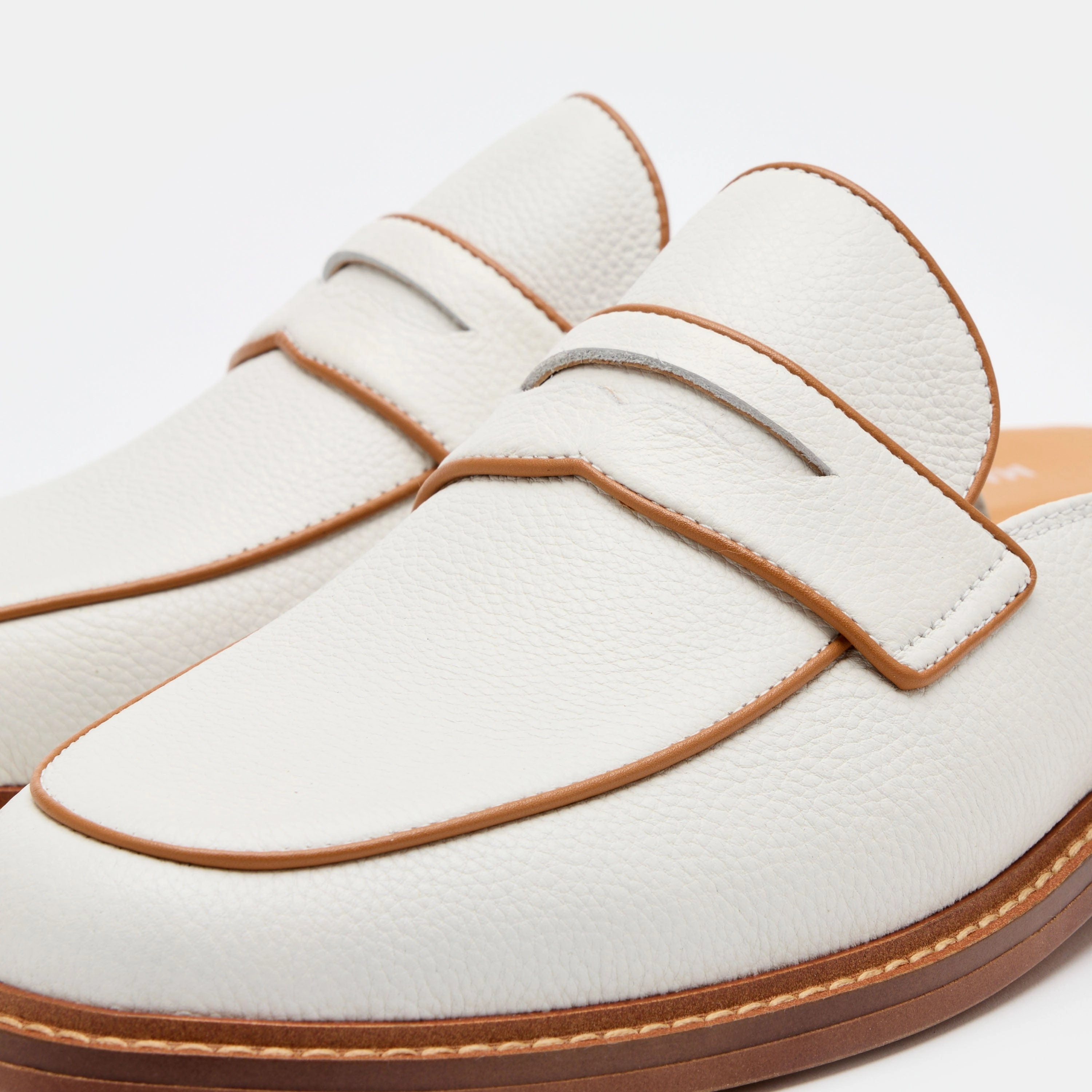 Del Mar White Pebble Loafer Mules Spring Flair