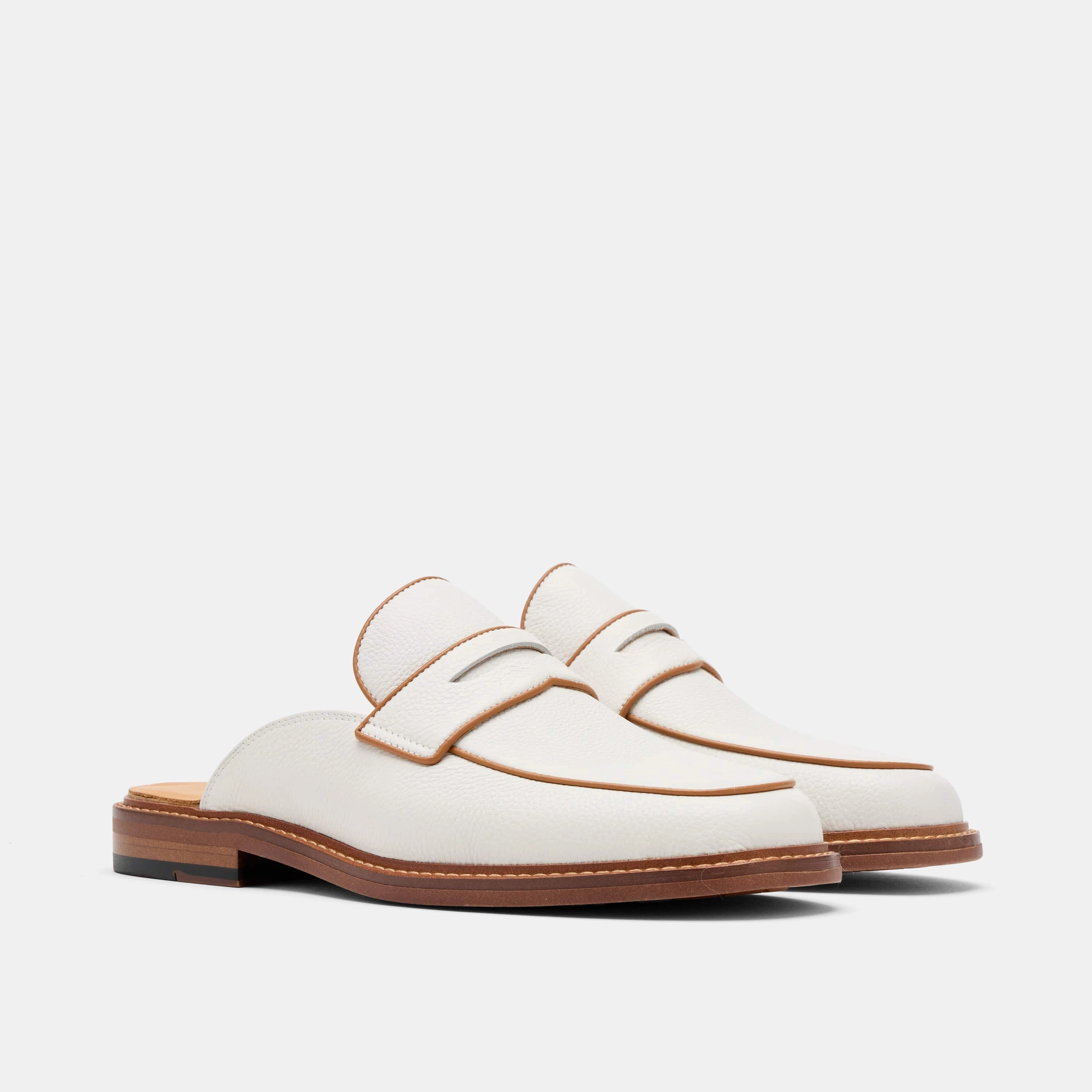 Del Mar White Pebble Loafer Mules Spring Flair
