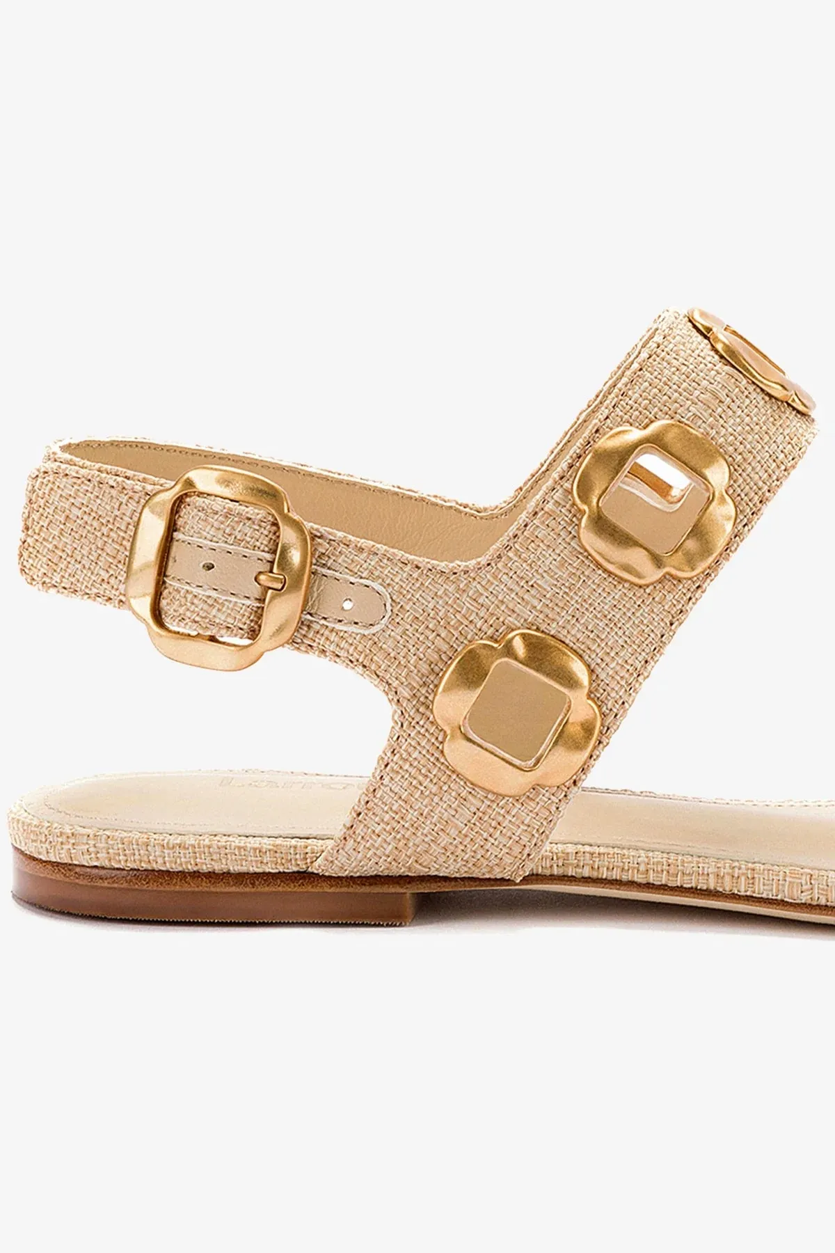 Durable Finish Milan Flat Sandal In Beige Raffia