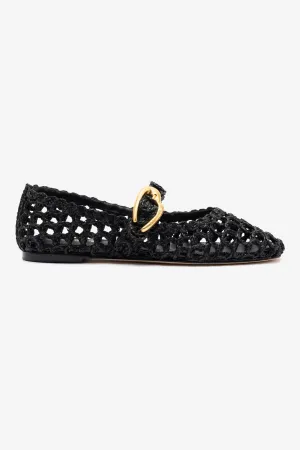 Soft Cushioning Simple Comfort Verona Macrame In Black Embroidered Raffia