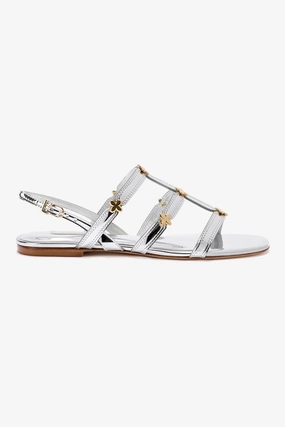 Harmony Flat Sandal In Silver Specchio Easy Wear Footwear