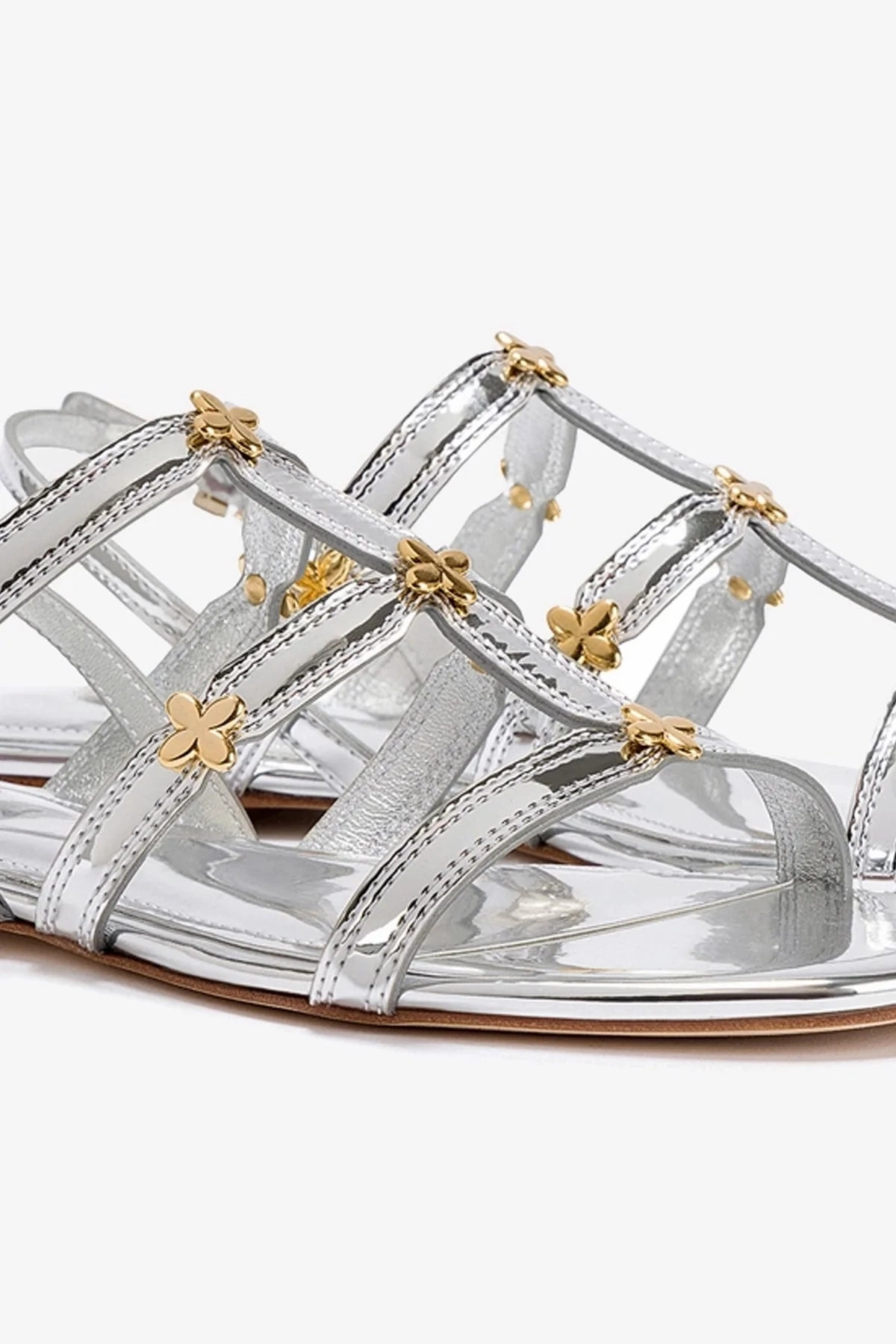 Durable Fit Harmony Flat Sandal In Silver Specchio