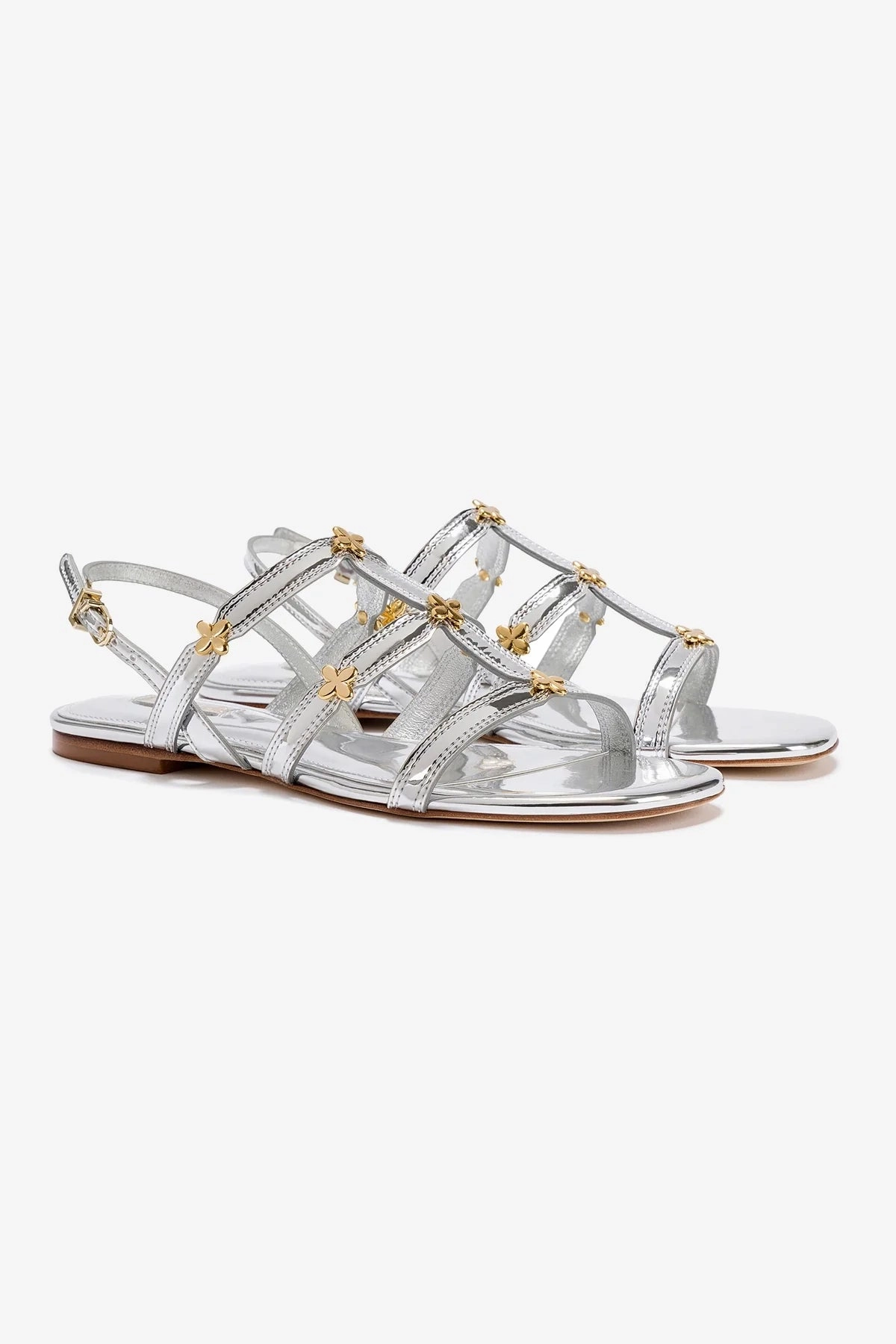 Durable Fit Harmony Flat Sandal In Silver Specchio