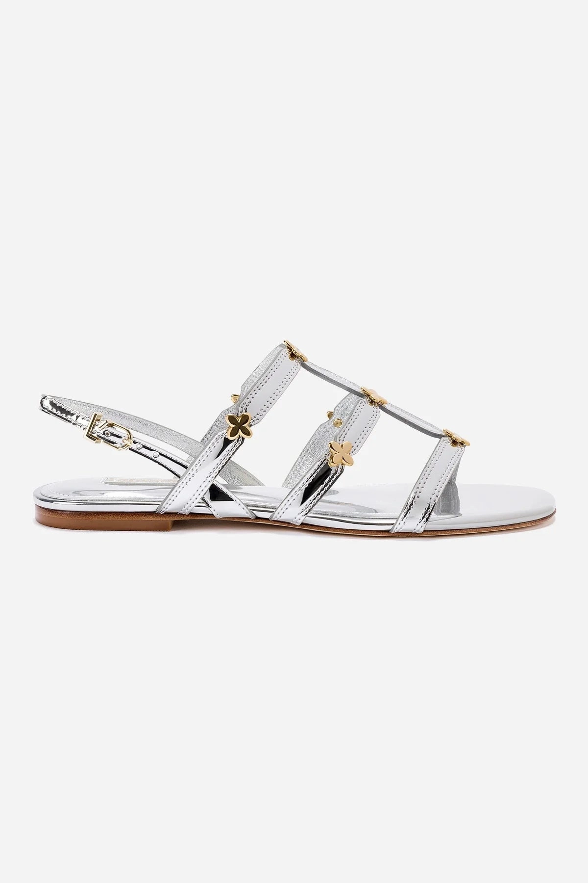Harmony Flat Sandal In Silver Specchio Easy Wear Footwear