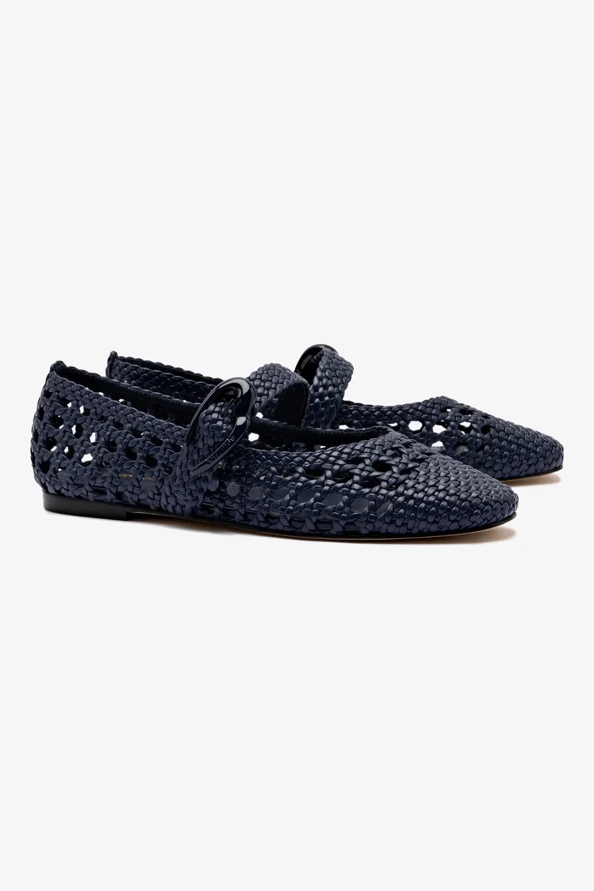 Easy Walking Verona Macrame Ballet Flat In Navy Leather