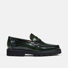 Adler Dark Green Patent Leather Penny Loafers American Classic
