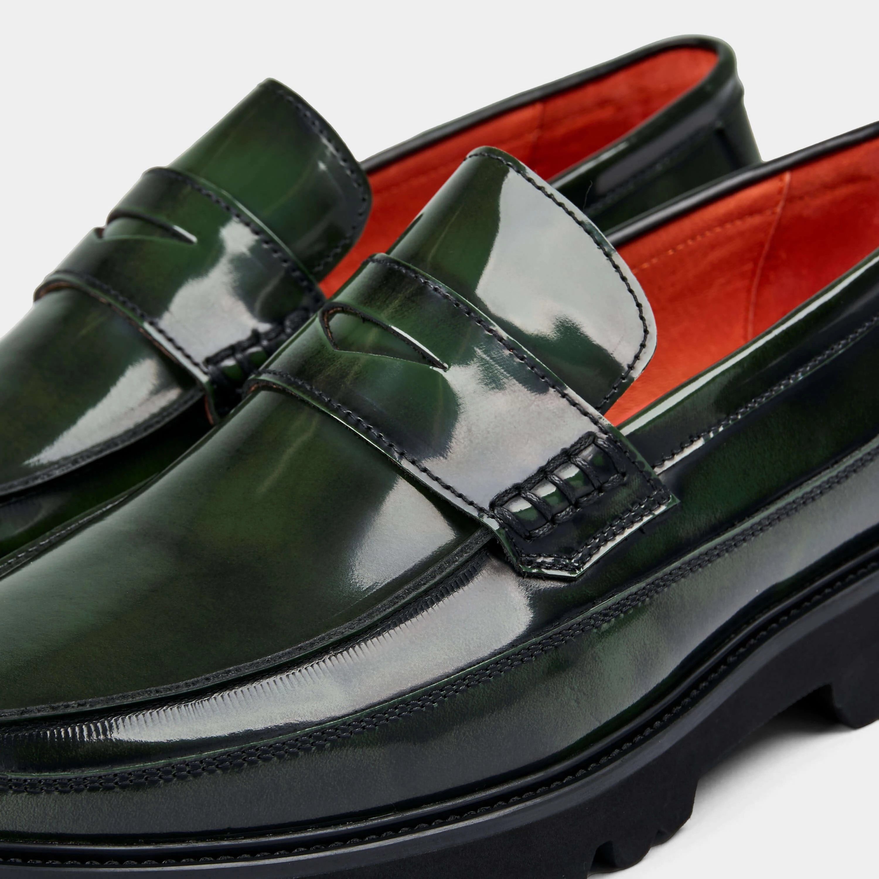 Easy Care Adler Dark Green Patent Leather Penny Loafers