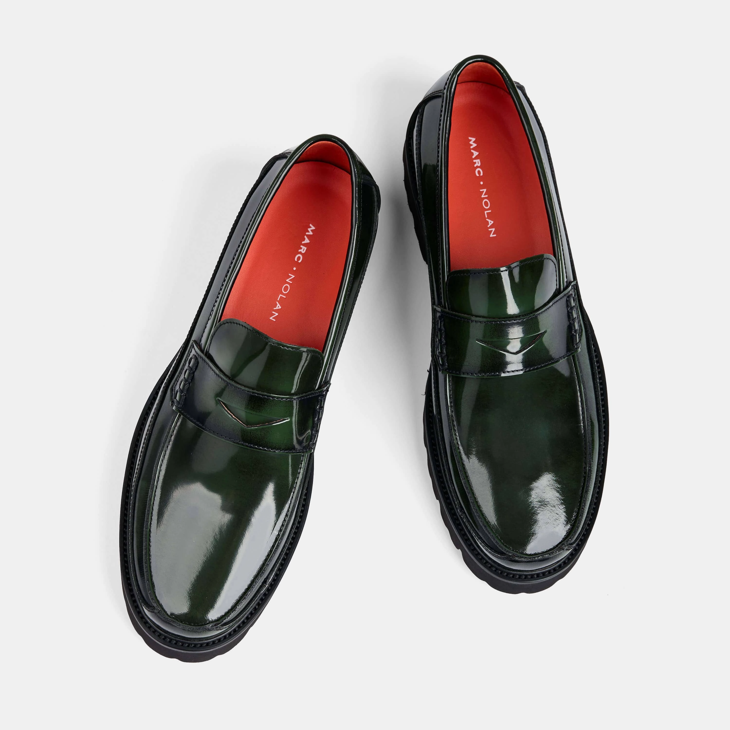 Easy Care Adler Dark Green Patent Leather Penny Loafers