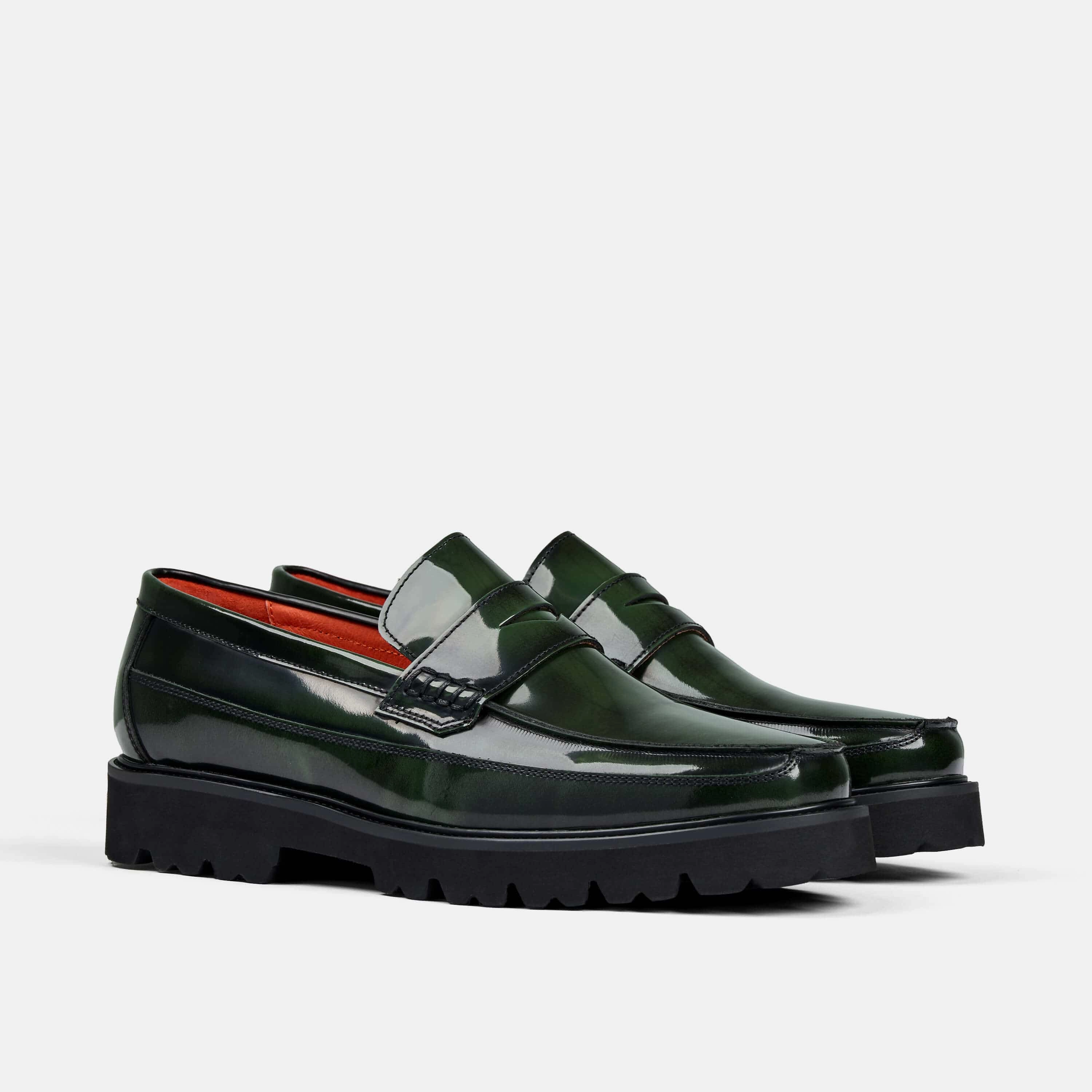Easy Care Adler Dark Green Patent Leather Penny Loafers