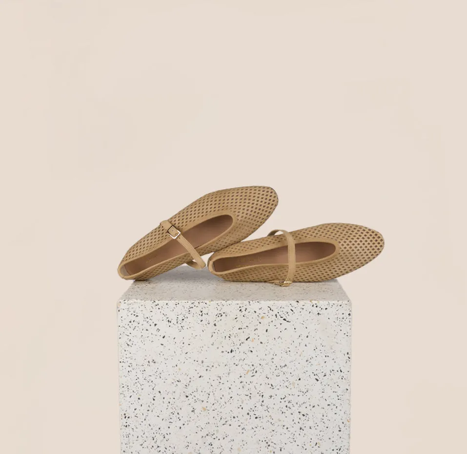 Sleek Design Cori - Perforated Sand Suede