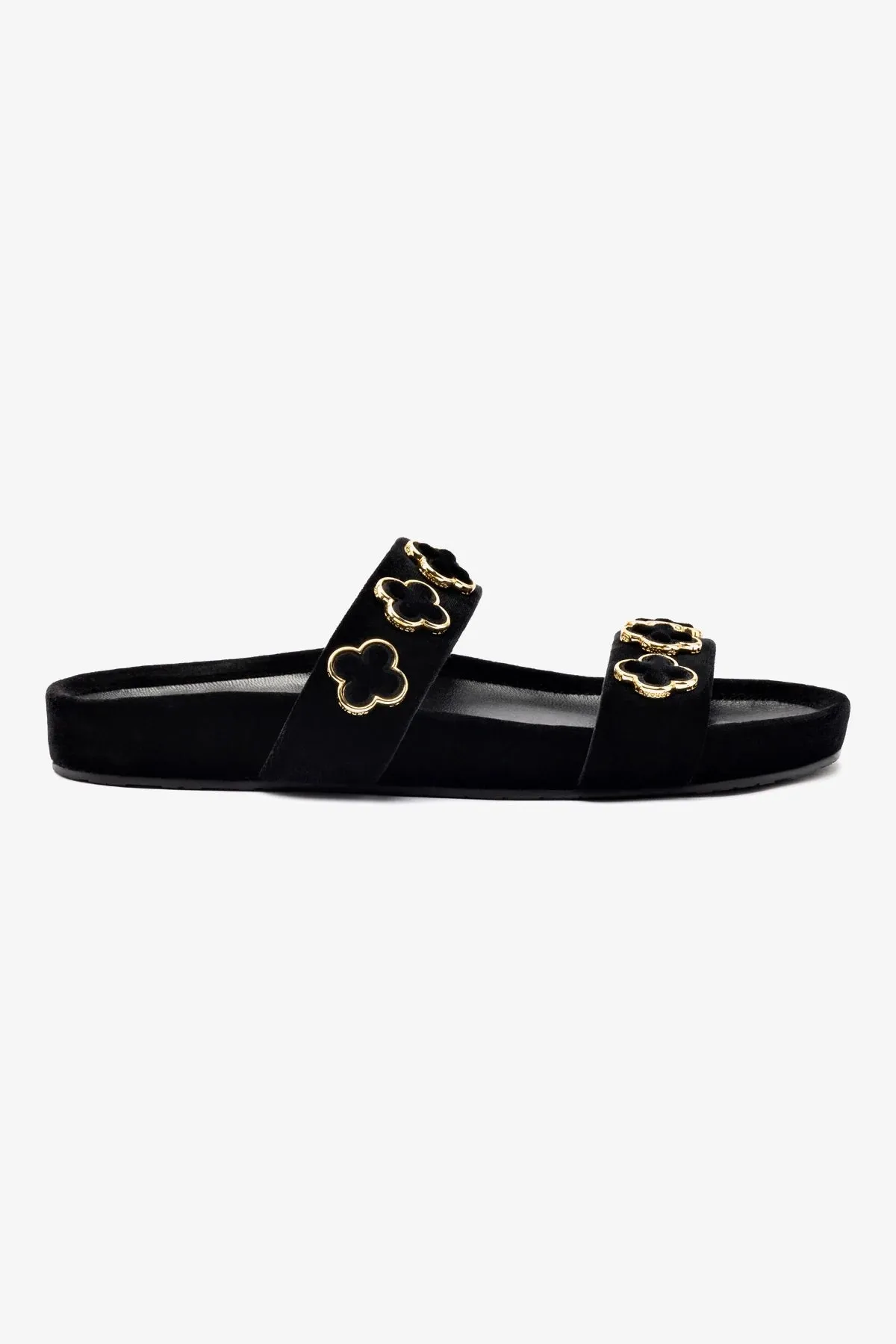 Milan Piccolo Slide In Black Velvet Sleek Look