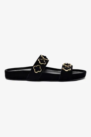 Milan Piccolo Slide In Black Velvet Sleek Look