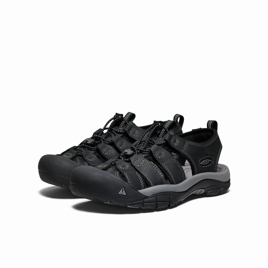 Effortless Style Men's Newport Leather Sandal  |  Black/Steel Grey
