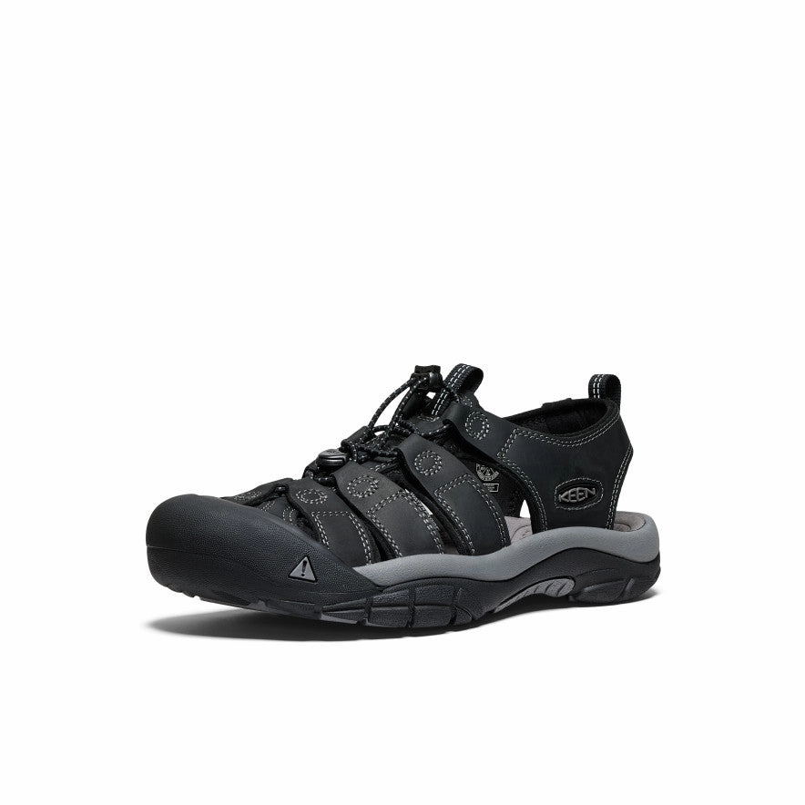 Effortless Style Men's Newport Leather Sandal  |  Black/Steel Grey