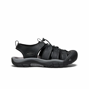 Minimalist Design Men's Newport Leather Sandal  |  Black/Steel Grey