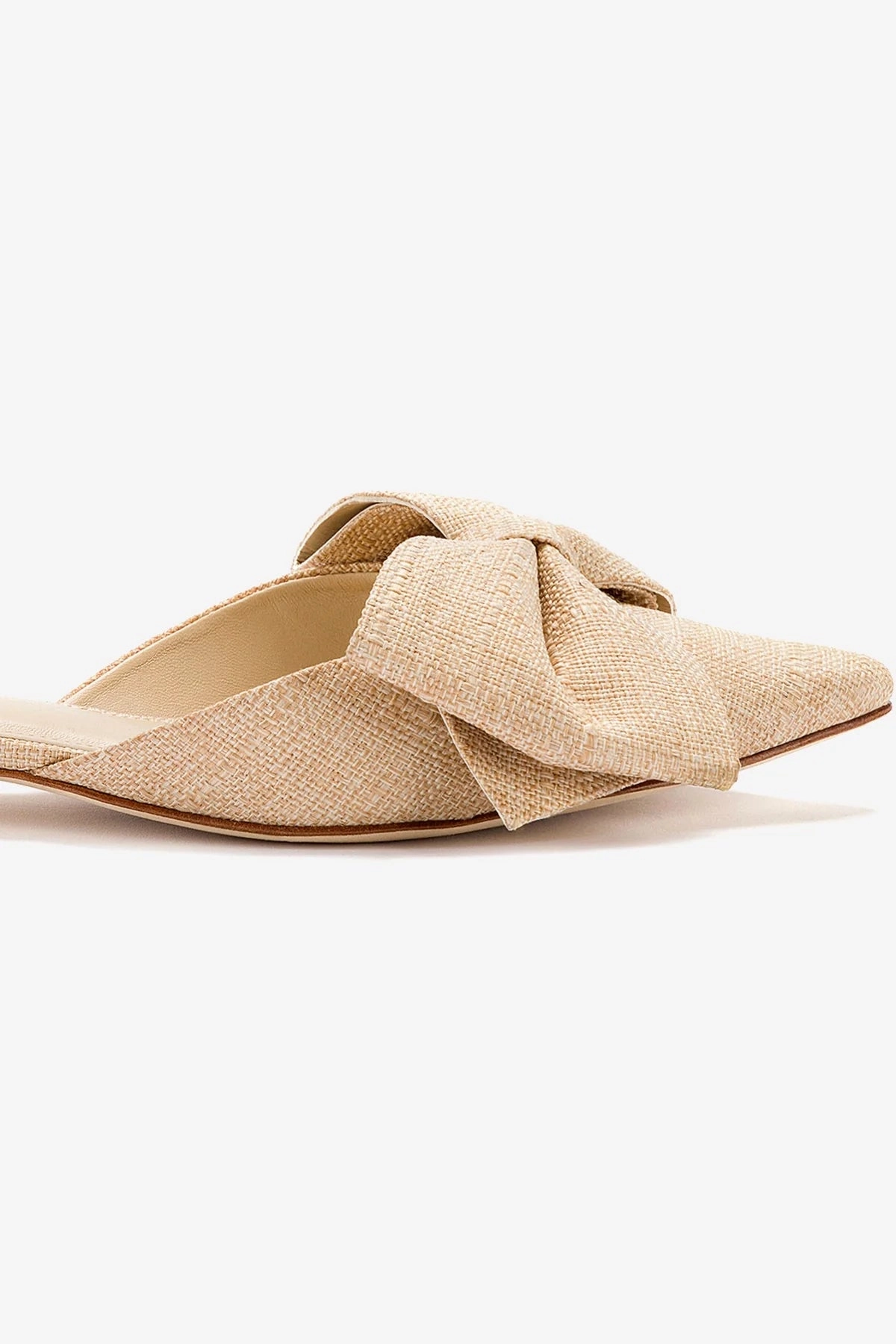 Elle Flat Mule In Beige Raffia Slip-On Style