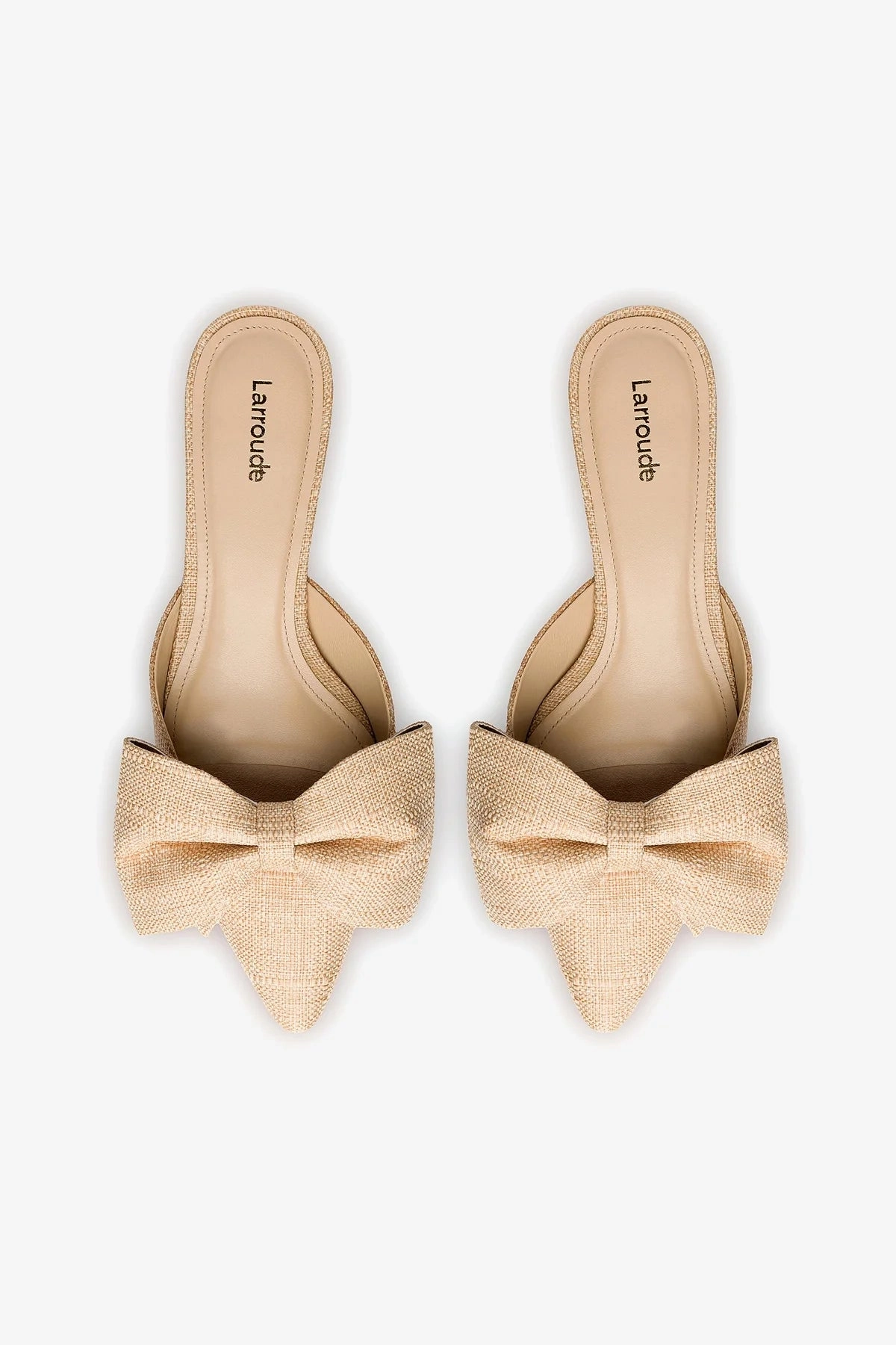 Elle Flat Mule In Beige Raffia Slip-On Style