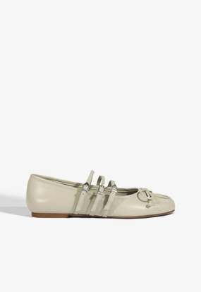 Arissa Gray Leather Ballet Flat Foldable Travel Footwear