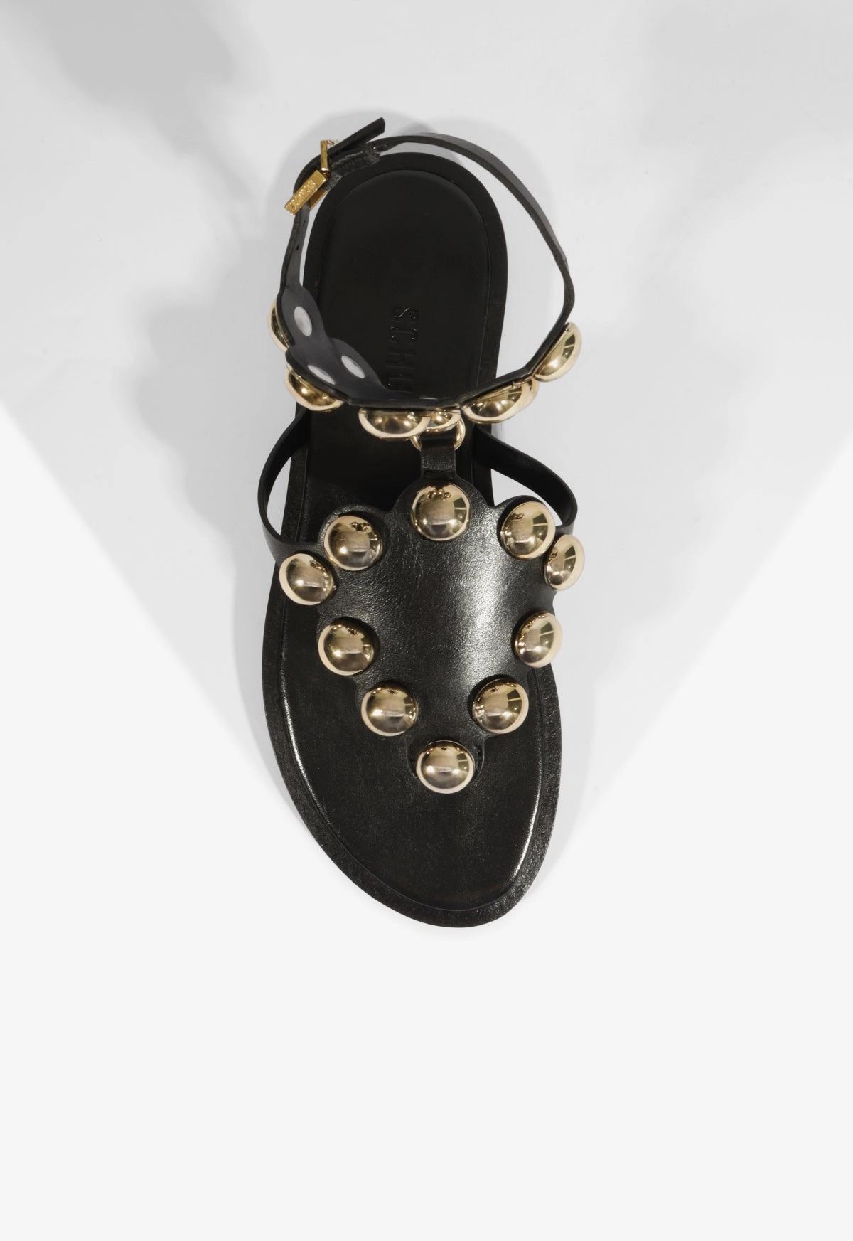 Fashion Forward Mist Black Leather Flat Sandal