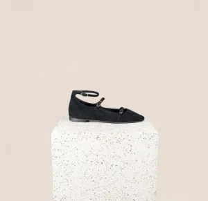 Nola Almond -Black Suede Pointed Toe Design