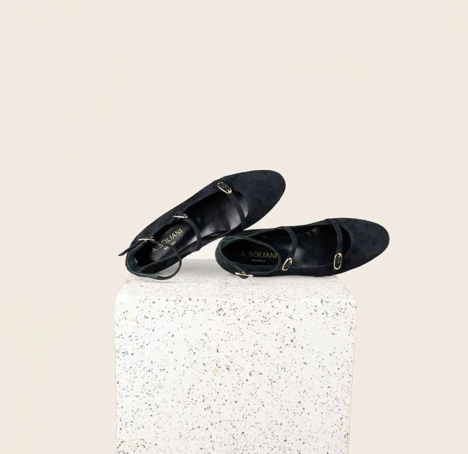 Fashionable Function Nola Almond -Black Suede