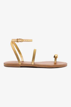 Biarritz Flat Sandal In Gold Metallic Leather Workhorse Footwear