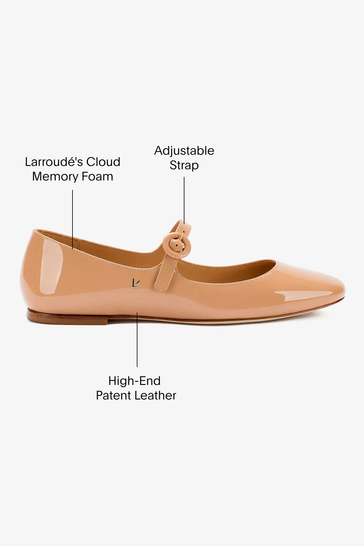 Flexible Upper Blair Ballet Flat In Tan Patent Leather
