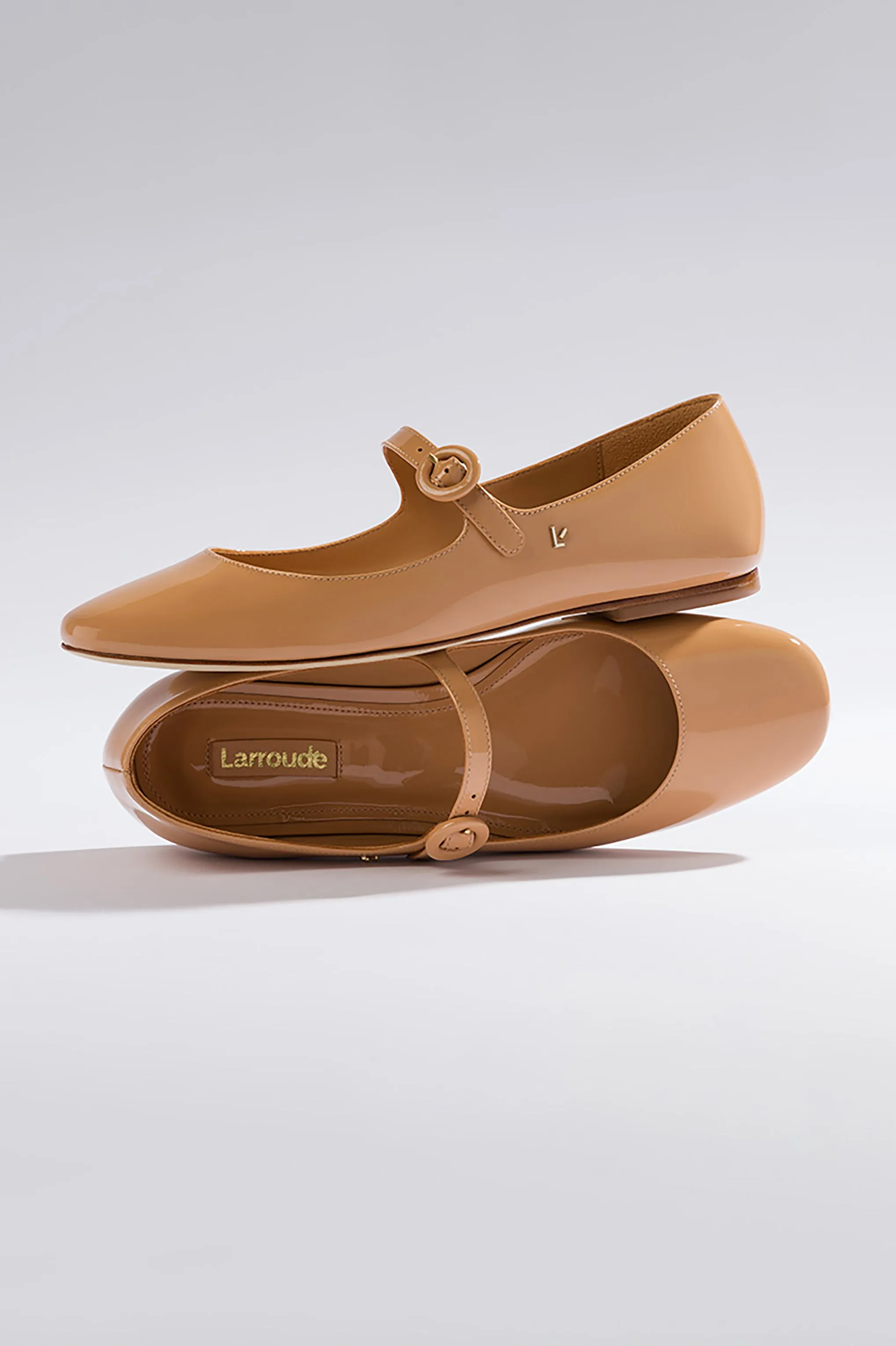 Flexible Upper Blair Ballet Flat In Tan Patent Leather