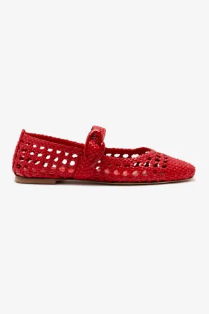 Workhorse Footwear Smart Comfort Design Verona Macrame Ballet Flat In Scarlet Leather