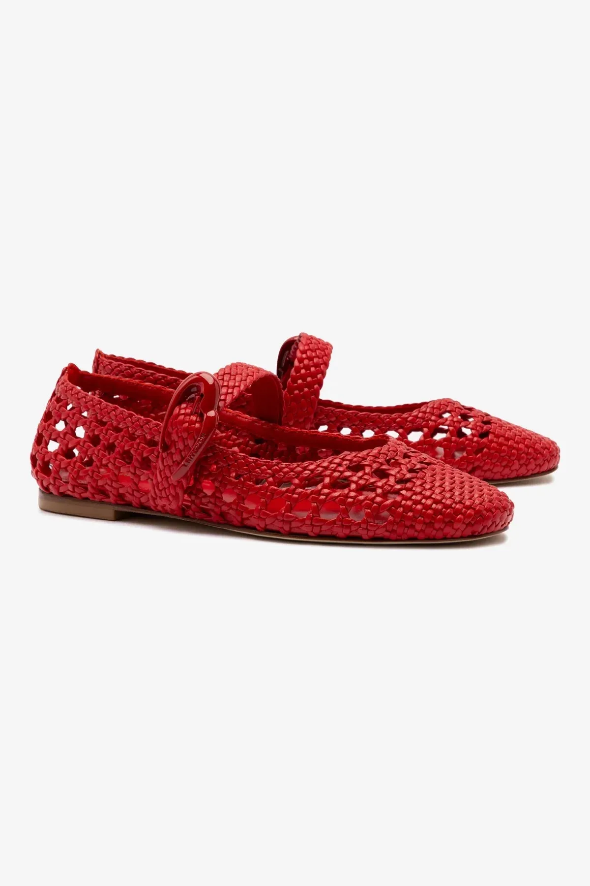 Flexible Walk Verona Macrame Ballet Flat In Scarlet Leather
