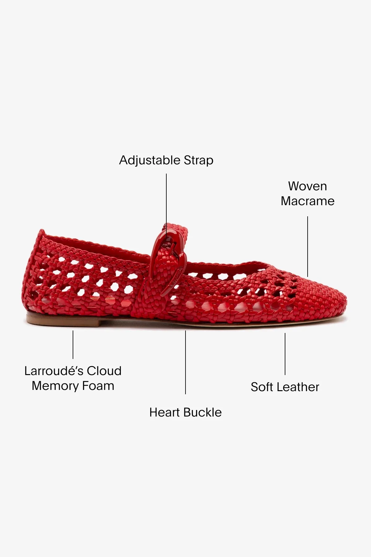 Flexible Walk Verona Macrame Ballet Flat In Scarlet Leather