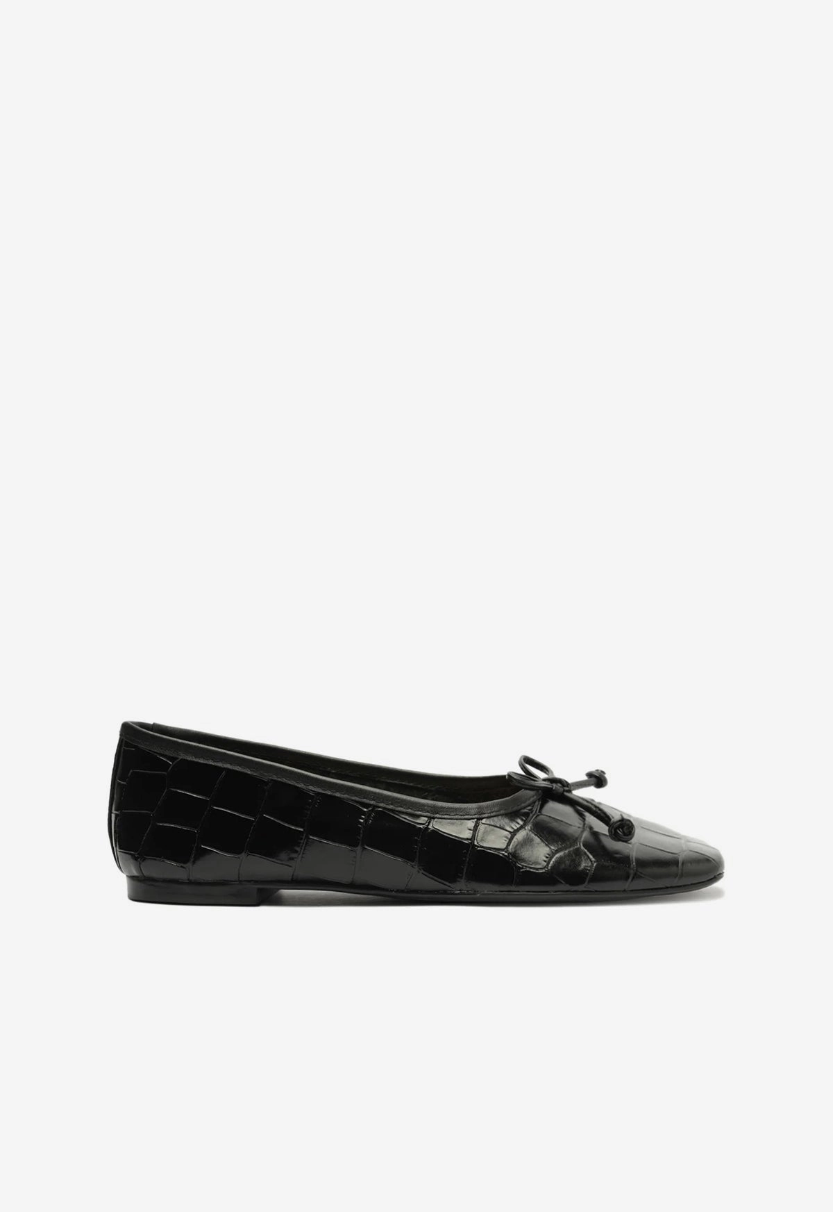 Arissa Black Leather Ballet Flat Supportive Footbed Design