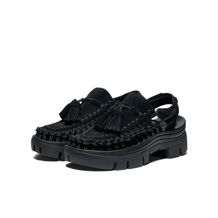 Flexible Upper All Gender UNEEK PLT Tassel Sneaker  |  Black/Black